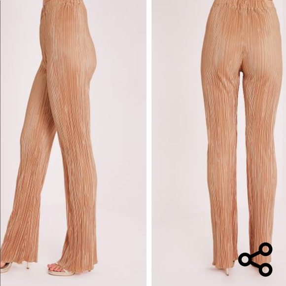 Follie Champagne Pleated High Waisted Trousers - Picture 5 of 5